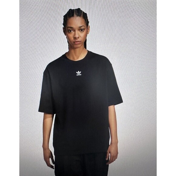 Adidas Women's Logo Crew Neck Cotton essential Boyfriend T-Shirt Black Size 4X - Picture 2 of 5